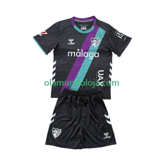 Camisola Málaga CF Criança Equipamento Segundo 2025-2026 Manga Curta